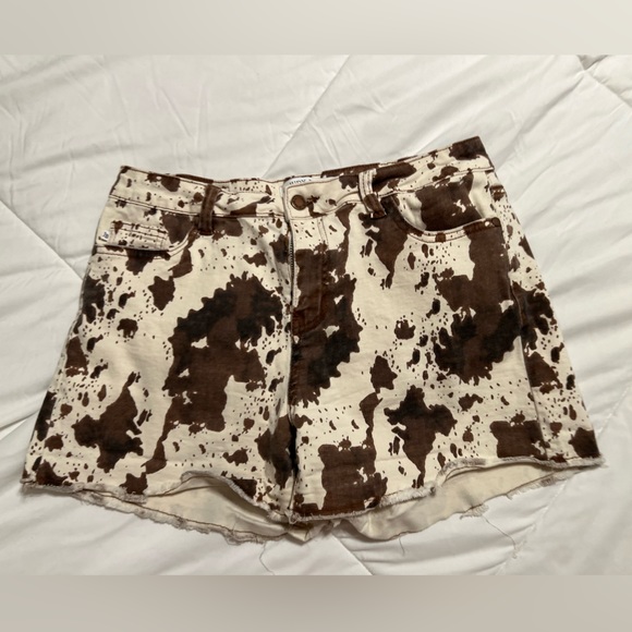 Pants - Judy Blue brown cow print shorts